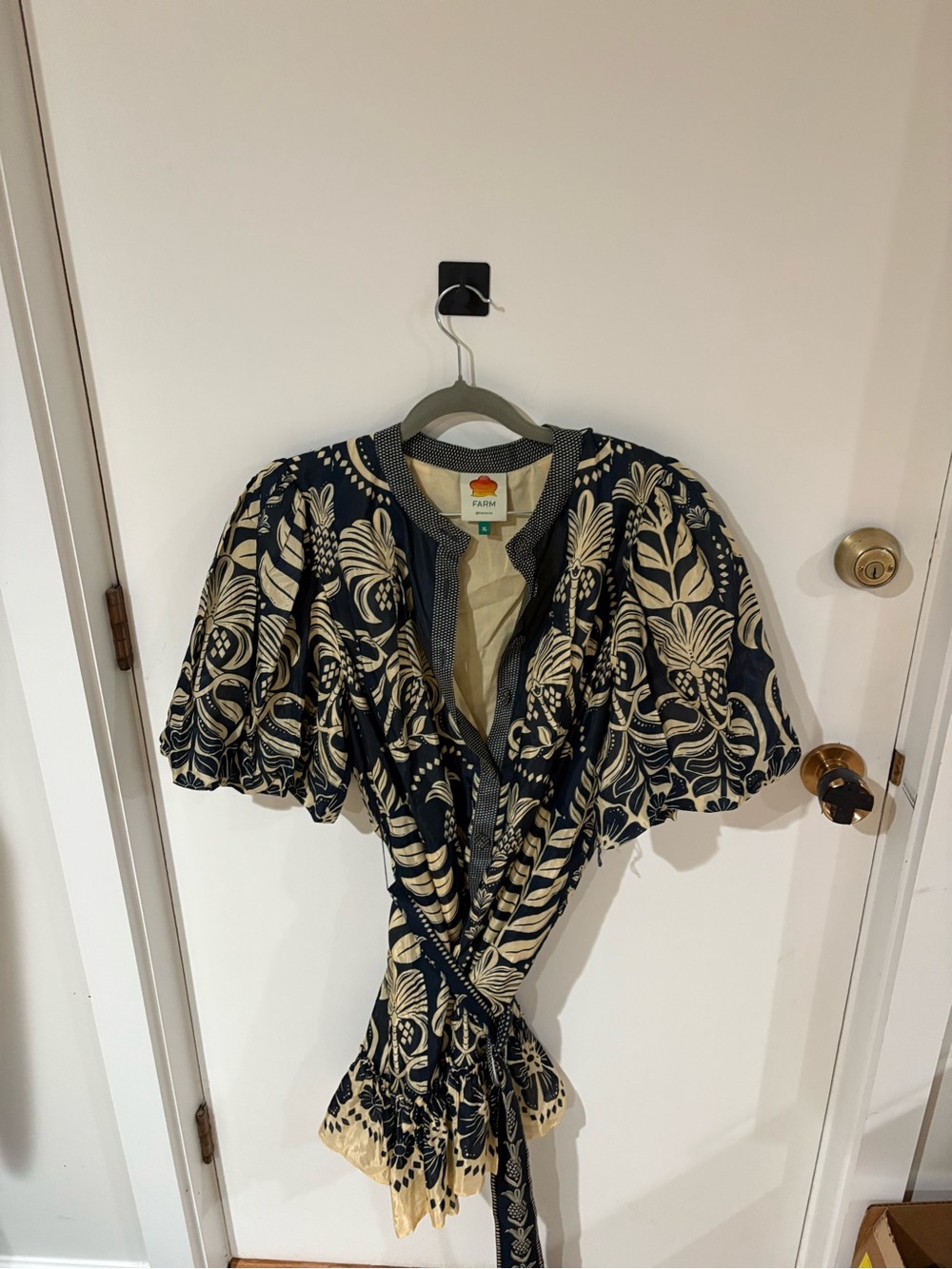 FARM Rio Navy and Cream Floral-Print Belted Mini Dress - Picture 3 of 4